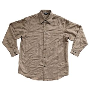 Axcess Claiborne Essentials Brown Faux Suede Collared Button Down Shirt NWT L